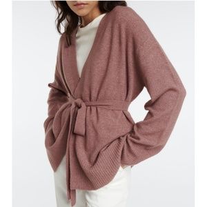 Max Mara LEISURE Pala Wool Cashmere Belted Cardigan Sweater Antique Rose Large L
